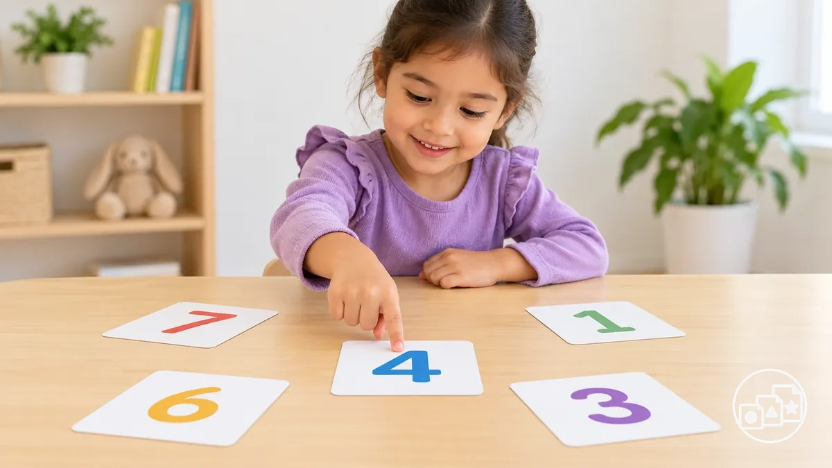 Child identifying a written numeral without using counting order