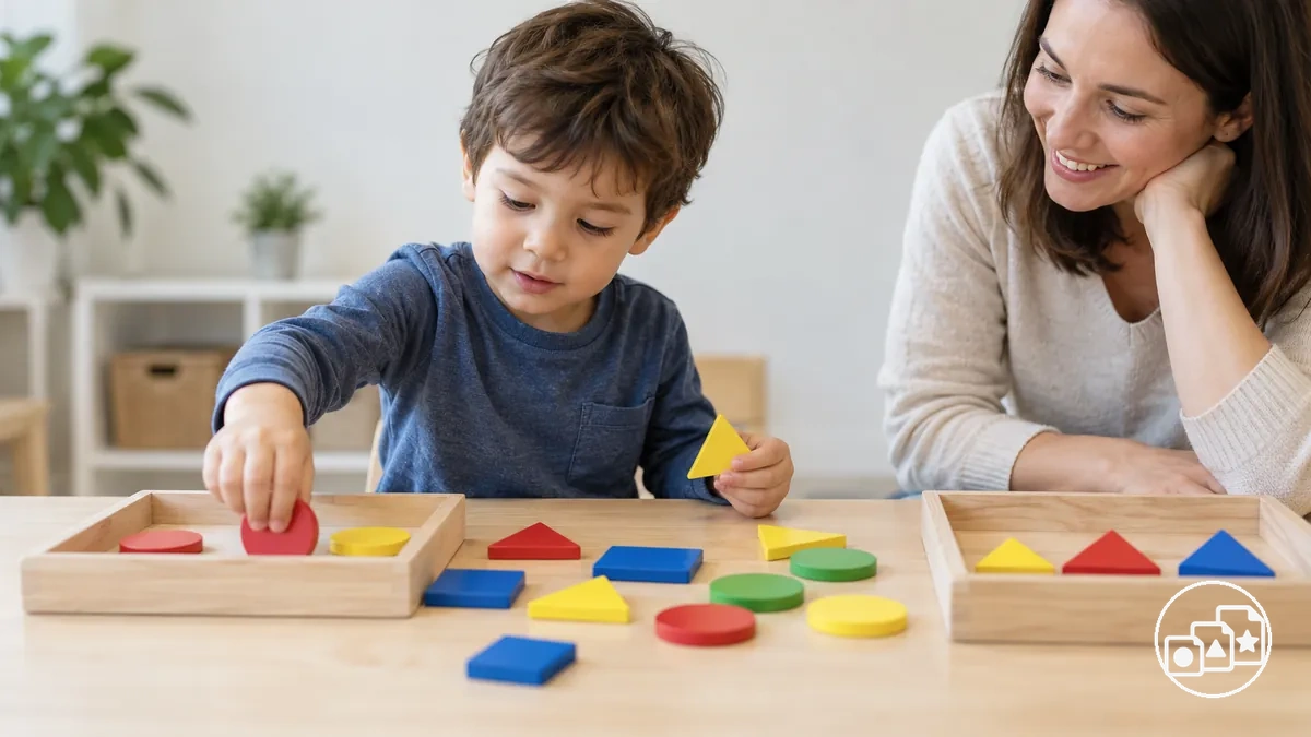 Child using hands-on materials to explore and apply a kindergarten readiness skill