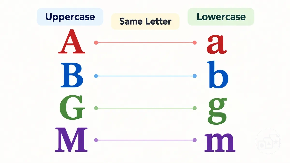 Uppercase letters matched with their lowercase letter forms.