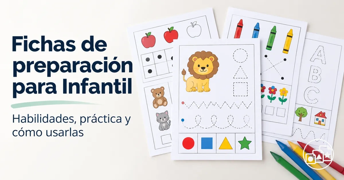 Fichas de preparación para Infantil con actividades de aprendizaje y habilidades escolares