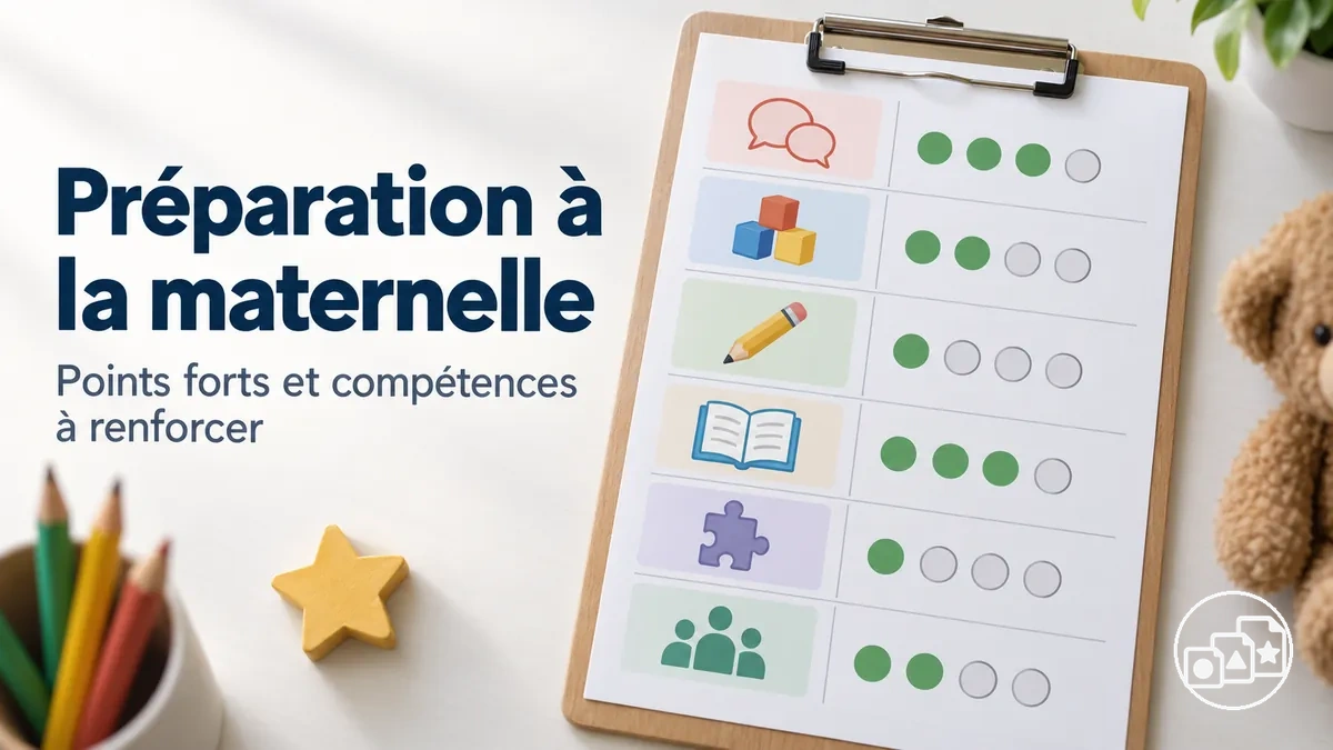 Évaluation de la préparation à la maternelle montrant les points forts et les compétences à renforcer
