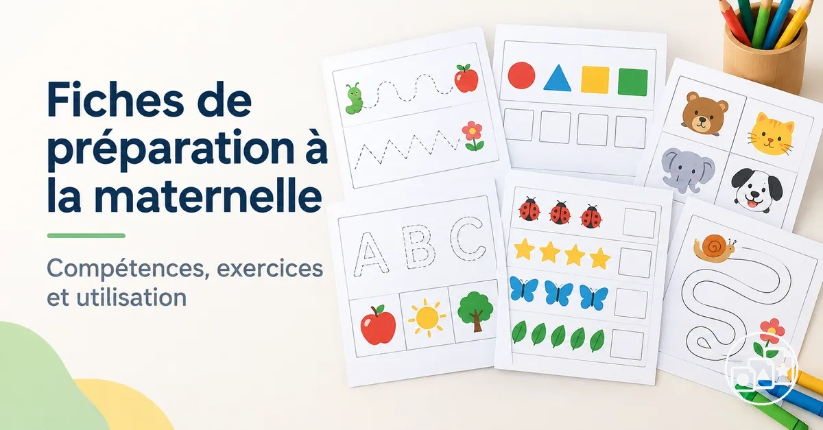 Fiches d’activités de préparation à la maternelle couvrant les premiers apprentissages et les compétences nécessaires pour l’école