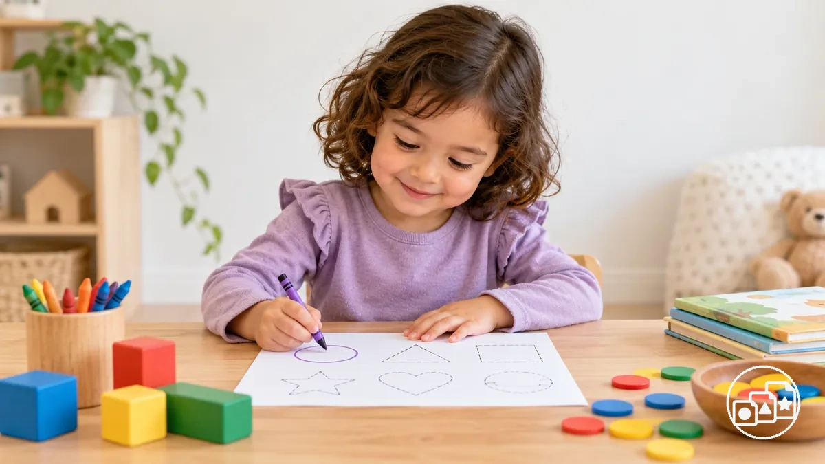 Enfant accomplissant une tâche simple sur fiche d’activités adaptée à ses capacités actuelles et à son objectif d’apprentissage