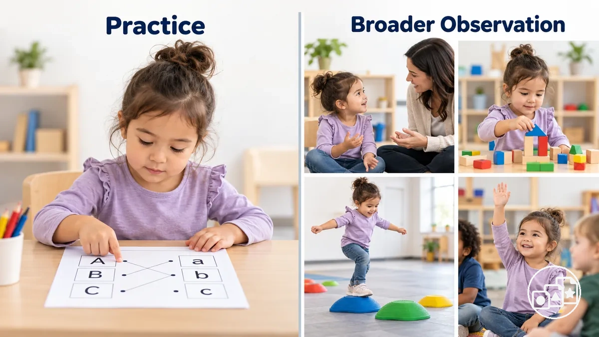 Pratique sur fiche comparée à une observation plus large de la préparation à la maternelle à travers différentes activités